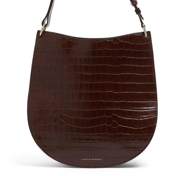 Chocolate Caroline Twisted Ring Leather Hobo Bag